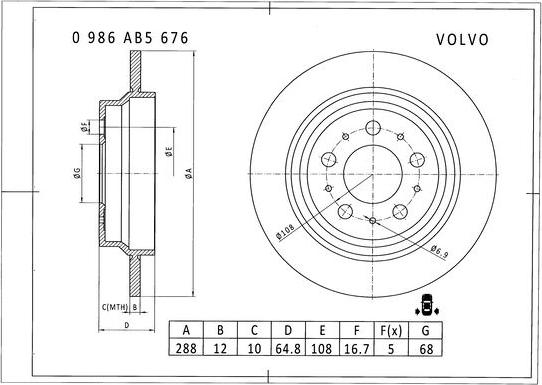 BOSCH 0 986 AB5 676 - Disque de frein cwaw.fr