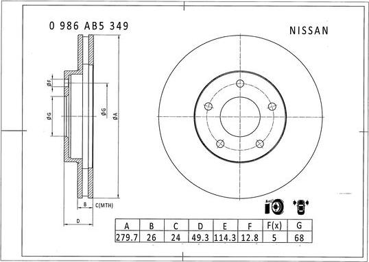 BOSCH 0 986 AB5 349 - Disque de frein cwaw.fr