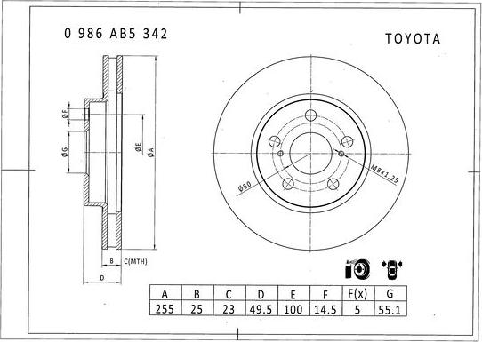 BOSCH 0 986 AB5 342 - Disque de frein cwaw.fr