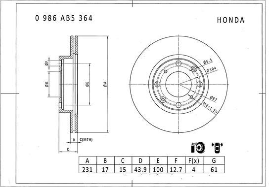 BOSCH 0 986 AB5 364 - Disque de frein cwaw.fr