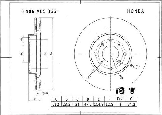 BOSCH 0 986 AB5 366 - Disque de frein cwaw.fr