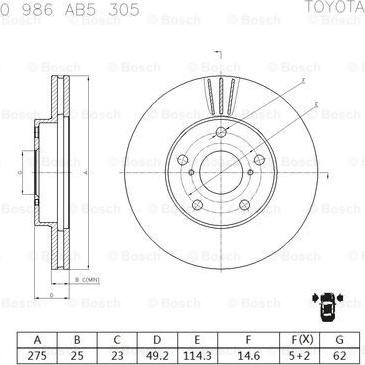 BOSCH 0 986 AB5 305 - Disque de frein cwaw.fr