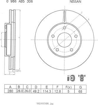 BOSCH 0 986 AB5 306 - Disque de frein cwaw.fr