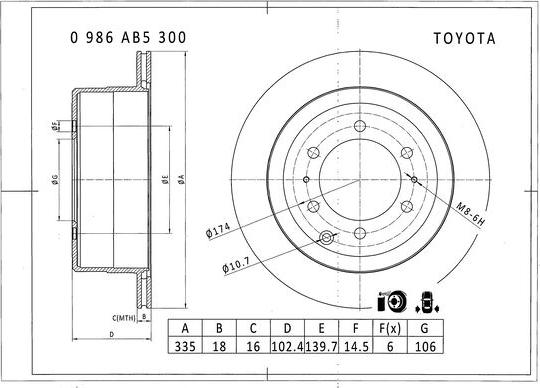 BOSCH 0 986 AB5 300 - Disque de frein cwaw.fr