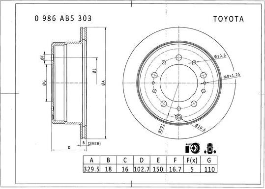 BOSCH 0 986 AB5 303 - Disque de frein cwaw.fr