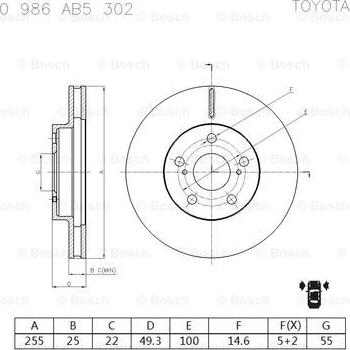 BOSCH 0 986 AB5 302 - Disque de frein cwaw.fr