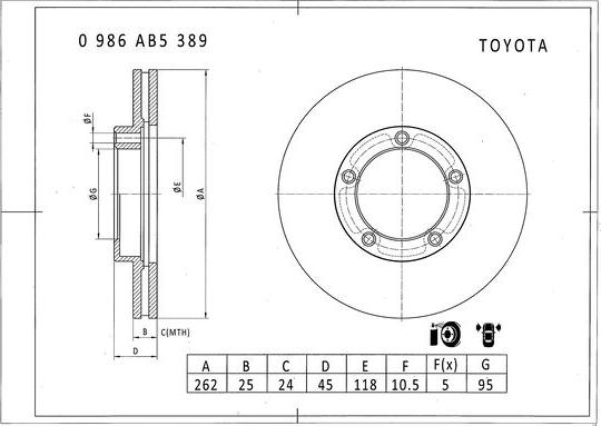 BOSCH 0 986 AB5 389 - Disque de frein cwaw.fr