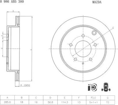 BOSCH 0 986 AB5 380 - Disque de frein cwaw.fr