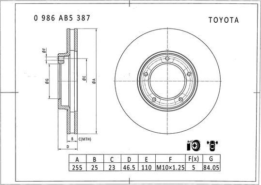 BOSCH 0 986 AB5 387 - Disque de frein cwaw.fr