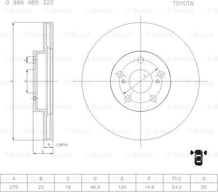 BOSCH 0 986 AB5 320 - Disque de frein cwaw.fr