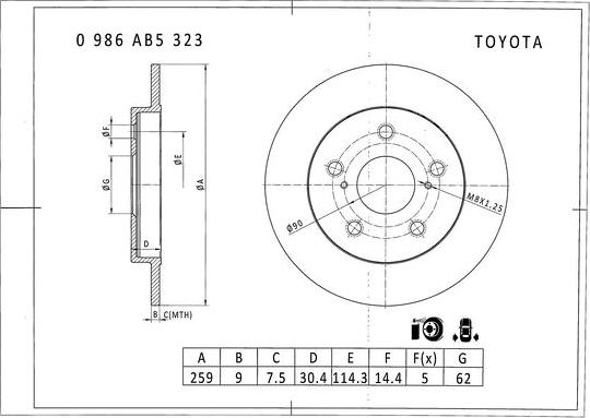 BOSCH 0 986 AB5 323 - Disque de frein cwaw.fr