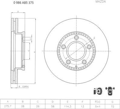 BOSCH 0 986 AB5 375 - Disque de frein cwaw.fr