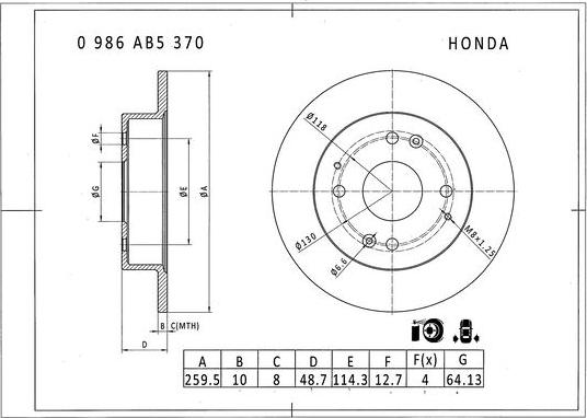 BOSCH 0 986 AB5 370 - Disque de frein cwaw.fr