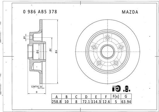 BOSCH 0 986 AB5 378 - Disque de frein cwaw.fr