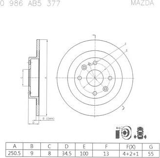 BOSCH 0 986 AB5 377 - Disque de frein cwaw.fr