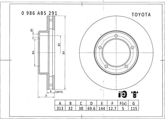 BOSCH 0 986 AB5 291 - Disque de frein cwaw.fr