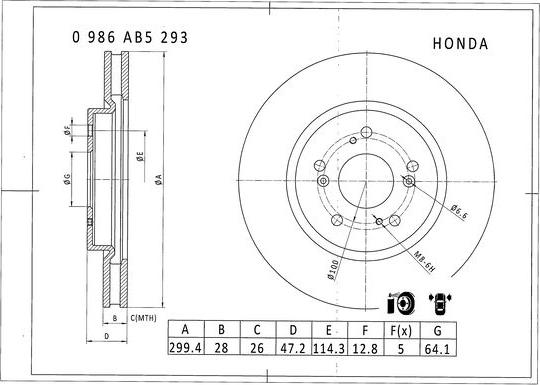 BOSCH 0 986 AB5 293 - Disque de frein cwaw.fr