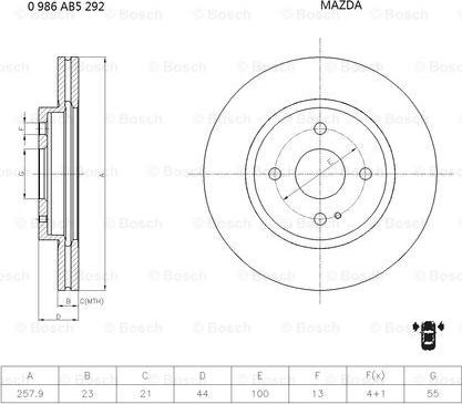 BOSCH 0 986 AB5 292 - Disque de frein cwaw.fr