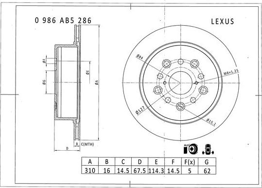 BOSCH 0 986 AB5 286 - Disque de frein cwaw.fr