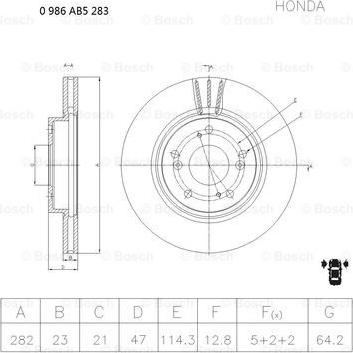 BOSCH 0 986 AB5 283 - Disque de frein cwaw.fr