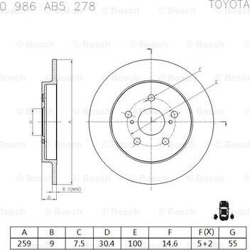 BOSCH 0 986 AB5 278 - Disque de frein cwaw.fr