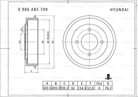 BOSCH 0 986 AB5 709 - Tambour de frein cwaw.fr