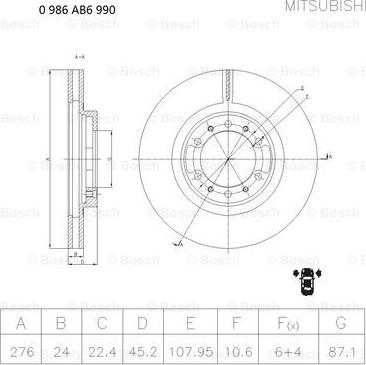 BOSCH 0 986 AB6 990 - Disque de frein cwaw.fr