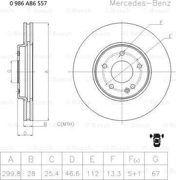 BOSCH 0 986 AB6 557 - Disque de frein cwaw.fr