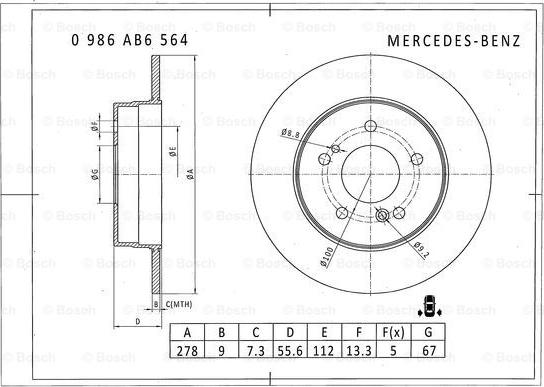 BOSCH 0 986 AB6 564 - Disque de frein cwaw.fr