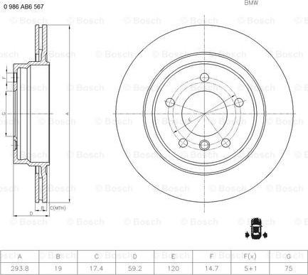 BOSCH 0 986 AB6 567 - Disque de frein cwaw.fr