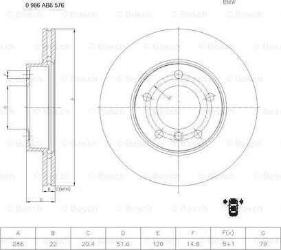 BOSCH 0 986 AB6 576 - Disque de frein cwaw.fr