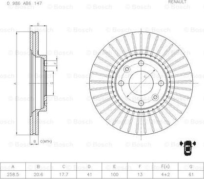 BOSCH 0 986 AB6 147 - Disque de frein cwaw.fr