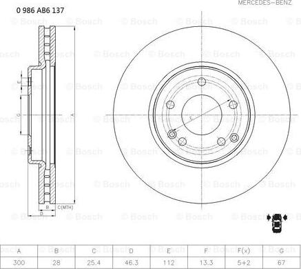 BOSCH 0 986 AB6 137 - Disque de frein cwaw.fr