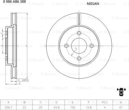 BOSCH 0 986 AB6 388 - Disque de frein cwaw.fr