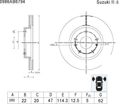 BOSCH 0 986 AB6 794 - Disque de frein cwaw.fr