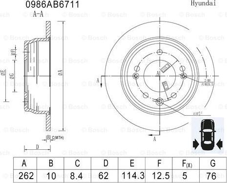 BOSCH 0 986 AB6 711 - Disque de frein cwaw.fr