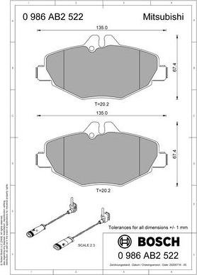 BOSCH 0 986 AB2 522 - Kit de plaquettes de frein, frein à disque cwaw.fr