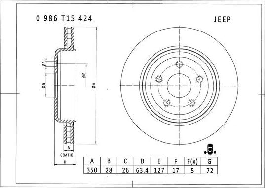 BOSCH 0 986 T15 424 - Disque de frein cwaw.fr