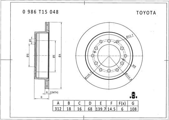 BOSCH 0 986 T15 048 - Disque de frein cwaw.fr