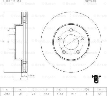 BOSCH 0 986 T15 056 - Disque de frein cwaw.fr