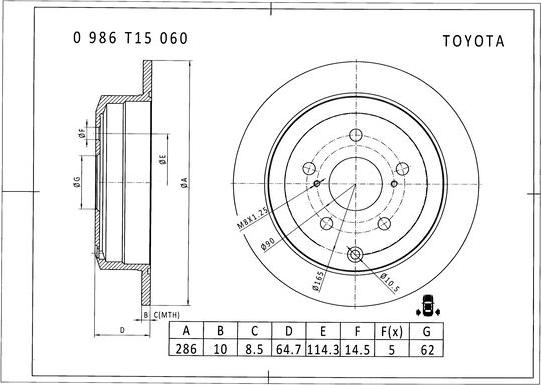 BOSCH 0 986 T15 060 - Disque de frein cwaw.fr