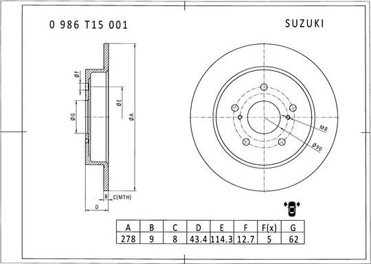 BOSCH 0 986 T15 001 - Disque de frein cwaw.fr