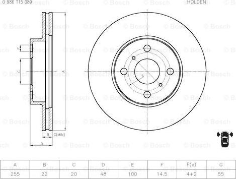 BOSCH 0 986 T15 089 - Disque de frein cwaw.fr