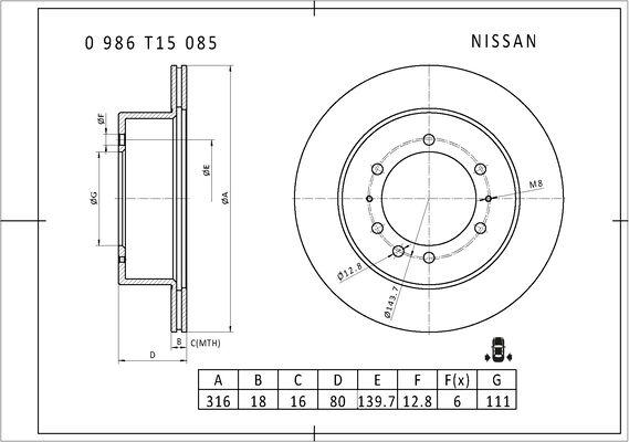 BOSCH 0 986 T15 085 - Disque de frein cwaw.fr