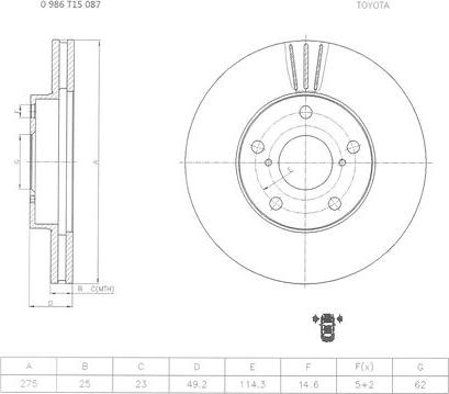 BOSCH 0 986 T15 087 - Disque de frein cwaw.fr