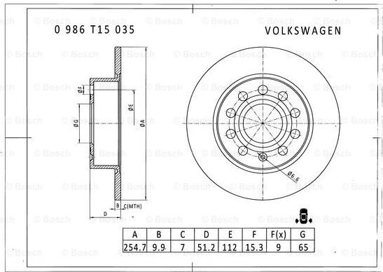 BOSCH 0 986 T15 035 - Disque de frein cwaw.fr