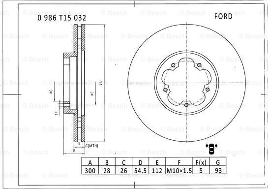 BOSCH 0 986 T15 032 - Disque de frein cwaw.fr