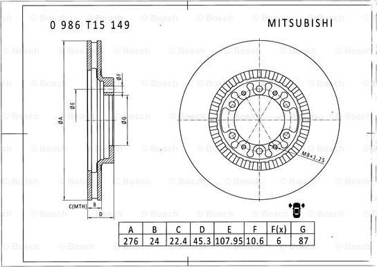 BOSCH 0 986 T15 149 - Disque de frein cwaw.fr