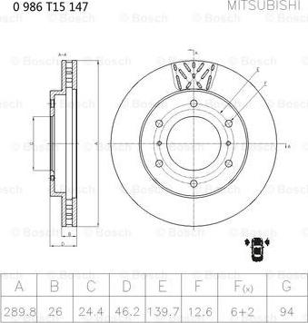 BOSCH 0 986 T15 147 - Disque de frein cwaw.fr