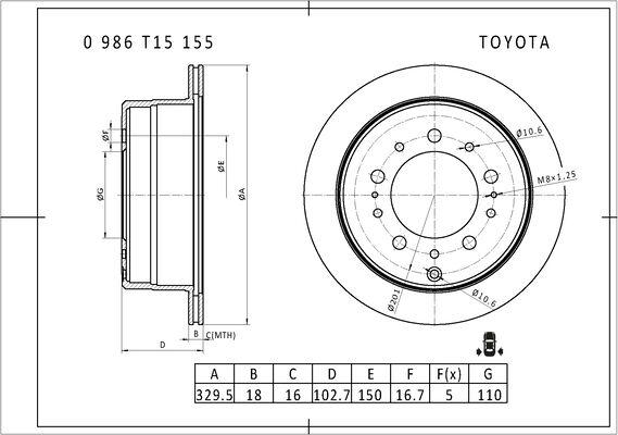 BOSCH 0 986 T15 155 - Disque de frein cwaw.fr